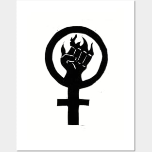 Flaming Feminist Fist Posters and Art